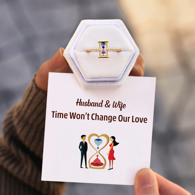 Husband & Wife Hourglass Double Birthstone Ring