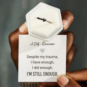 I'm Still Enough Black Heart-Cut Half Enamel Ring