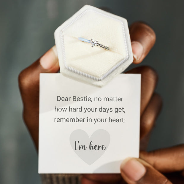 Dear Bestie I'm Here Heart-Cut Half Enamel Ring