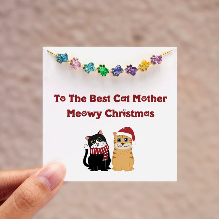 Meowy Christmas 1-8 Birthstone Paw Bracelet