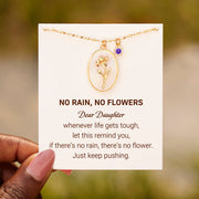 No Rain No Flower Mother Of Pearl Birth Flower Necklace