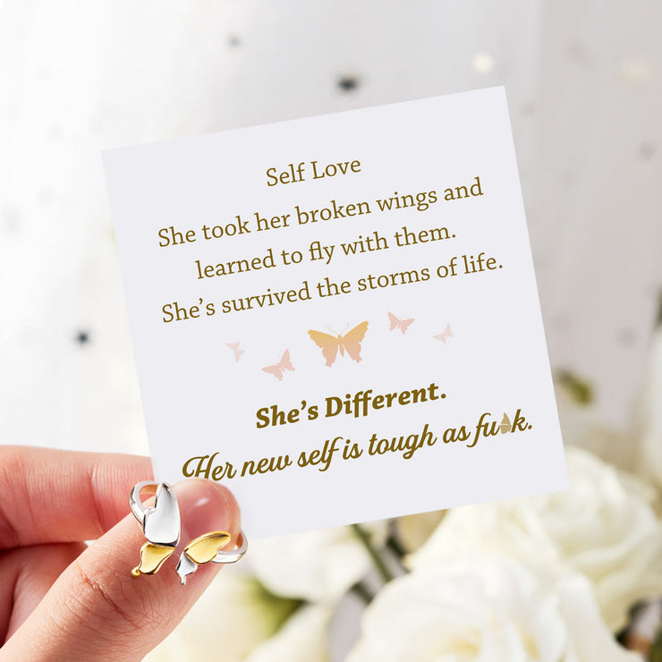 Tough As F♥︎ck Two-Tone Butterfly Ring