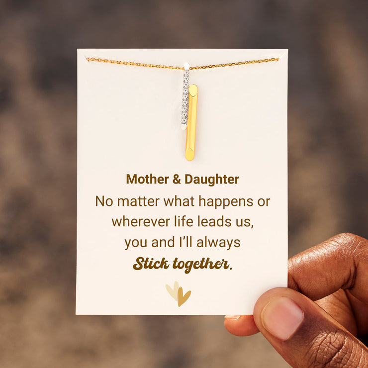 Mother & Daughter Duo Color Sticking Together Necklace