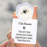 Self Love Black Pieced Heart Ring