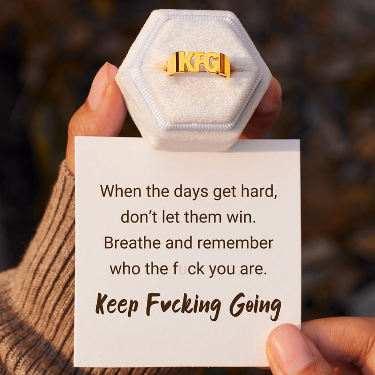 Keep F♥cking Going Motivational Mantra Ring