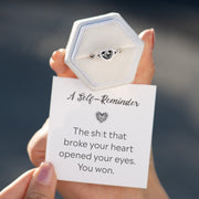 You Won Engraved Motivational Dual Teardrop Heart Ring
