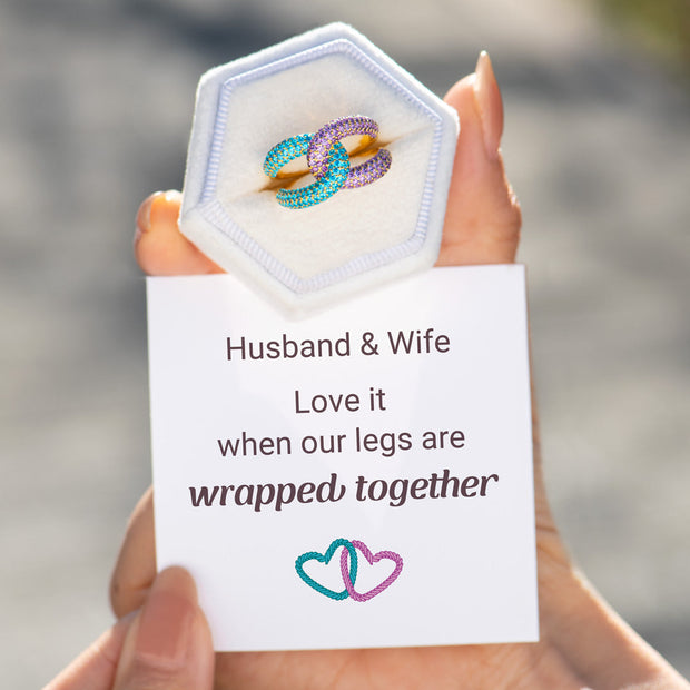 Husband & Wife Birthstones Chunky Link Ring