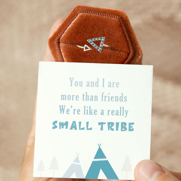 Aquamarine Blue Triangle Ring - We Are Like a Really Small Tribe