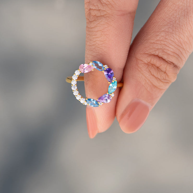 1-8 Marquise Water Drop Birthstone Ring