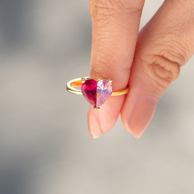 You Complete Me Pieced Heart Birthstone Ring