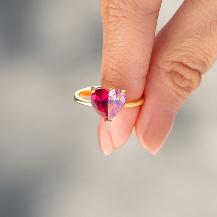 You Complete Me Pieced Heart Birthstone Ring