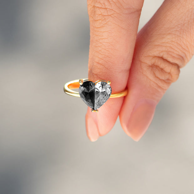 Self Love Black Pieced Heart Ring