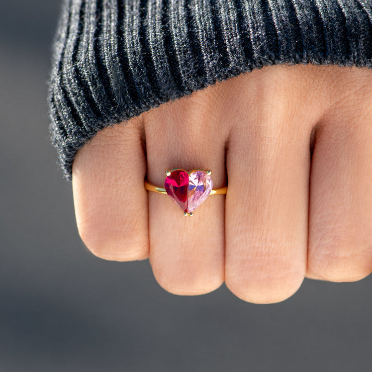 You Complete Me Pieced Heart Birthstone Ring