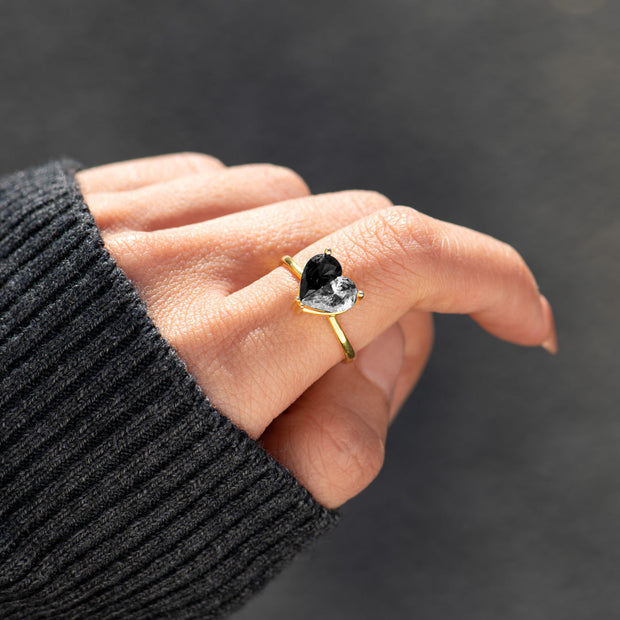 Self Love Black Pieced Heart Ring
