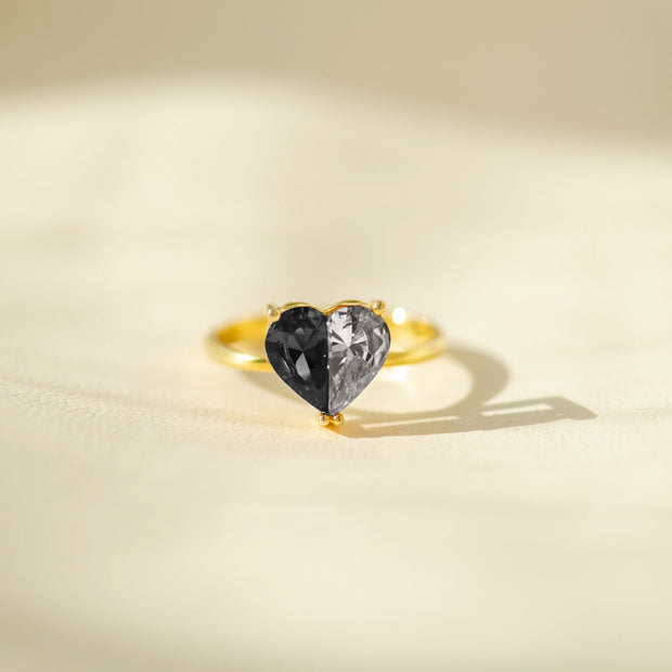 Self Love Black Pieced Heart Ring