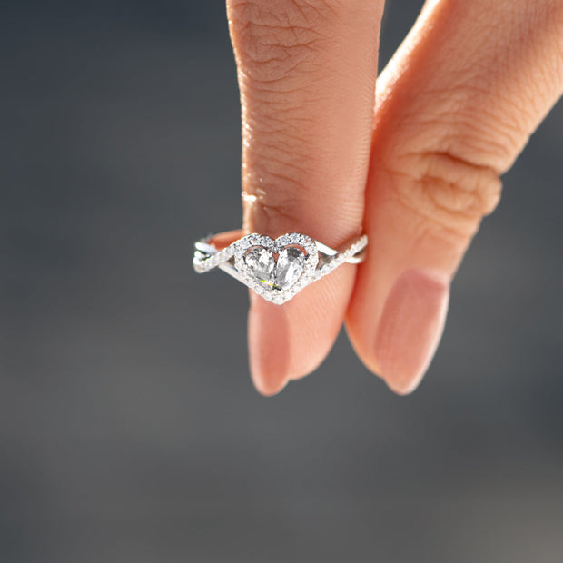 It's Okay Dual Teardrop Heart Ring