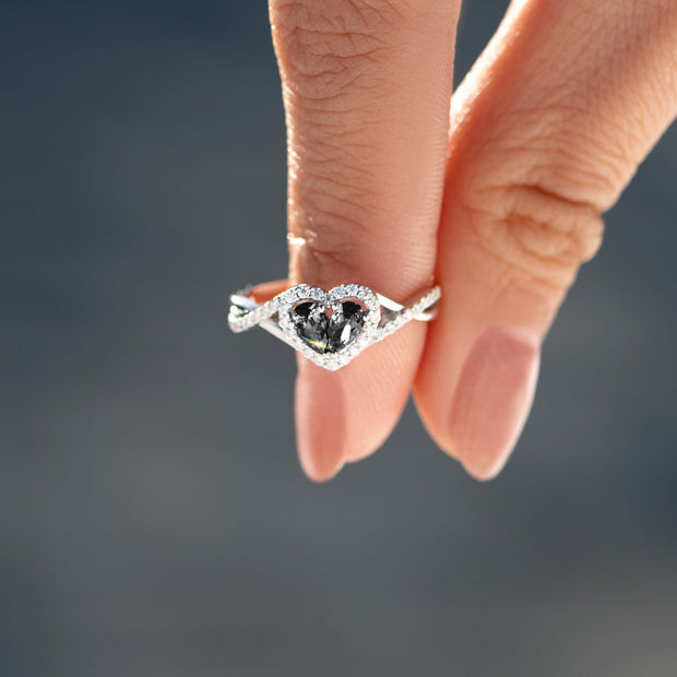 You Won Engraved Motivational Dual Teardrop Heart Ring