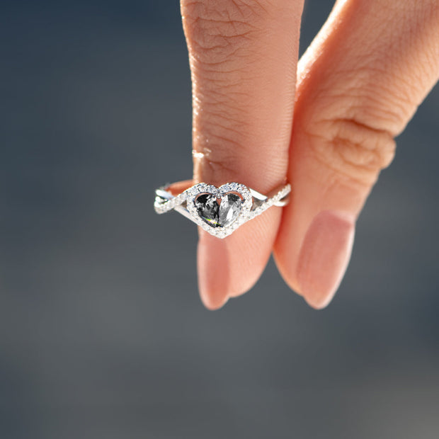 Take That Win Dual Teardrop Birthstone Heart Ring