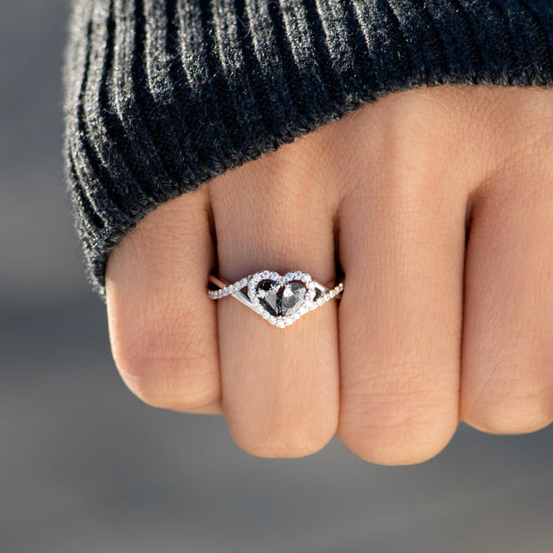 Take That Win Dual Teardrop Birthstone Heart Ring