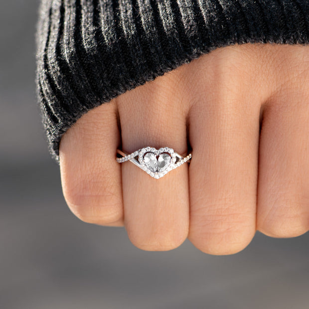 It's Okay Dual Teardrop Heart Ring