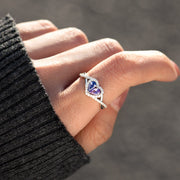 You & I  Dual Teardrop Birthstone Heart Ring