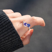 Mother & Daughter Lean On Each Other Opposite Heart Birthstone Ring