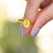 Engraved Birth Month Flower Ring
