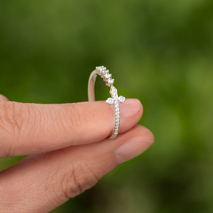 Pavé Sideways Cross Ring