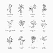 12 Birth Month Flower Necklace