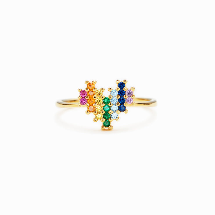 Rainbow Heart Ring - There's No One Quite Like You 