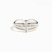 silver triple band cross ring