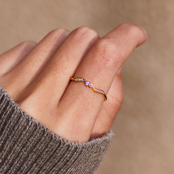 Double Stone Wavy Ring