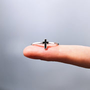 Minimalist Black Cross Ring