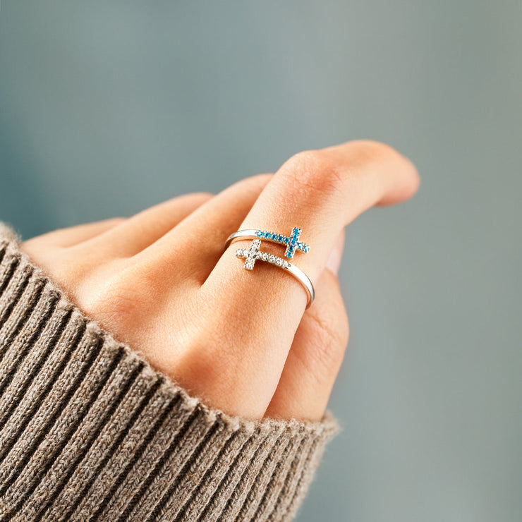Pavé Double Cross Ring