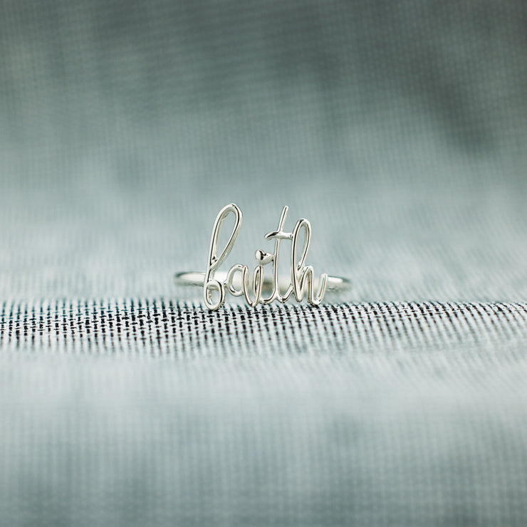 Faith Cursive Letter Ring