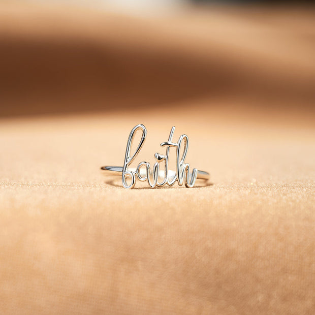 Faith Cursive Letter Ring