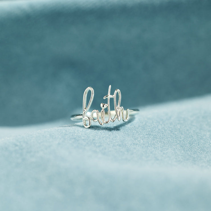 Faith Cursive Letter Ring