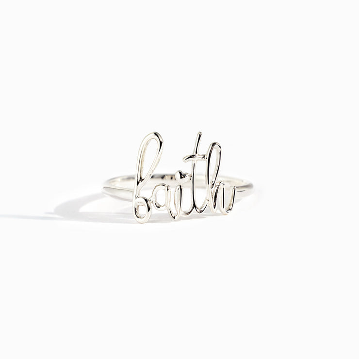 Faith Cursive Letter Ring