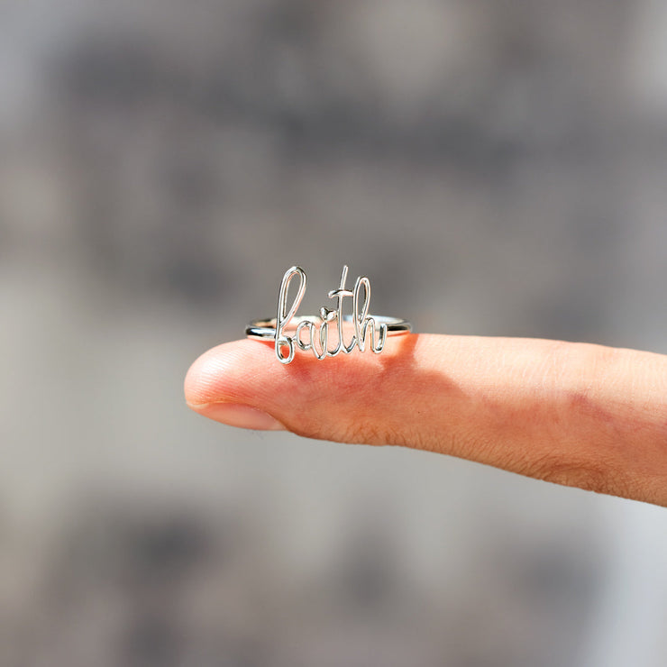 Faith Cursive Letter Ring