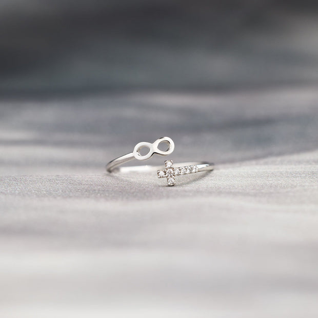 Cross & Infinity Ring