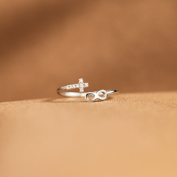Cross & Infinity Ring