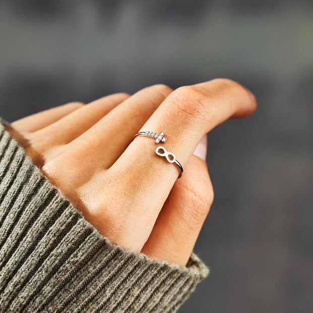 Cross & Infinity Ring