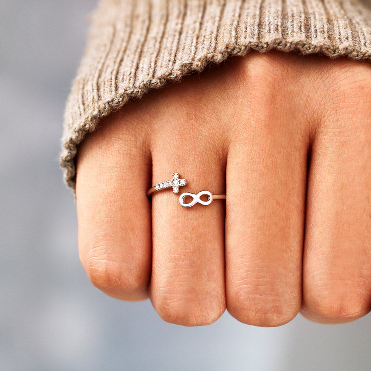 Cross & Infinity Ring