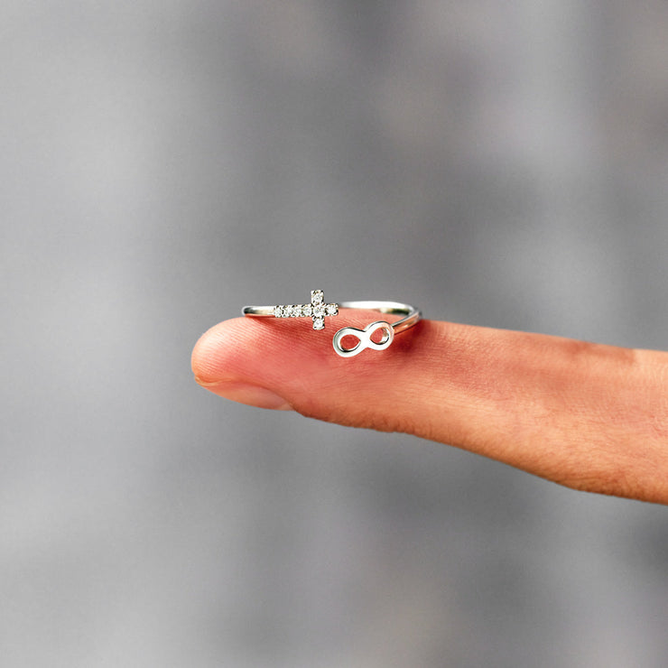 Cross & Infinity Ring