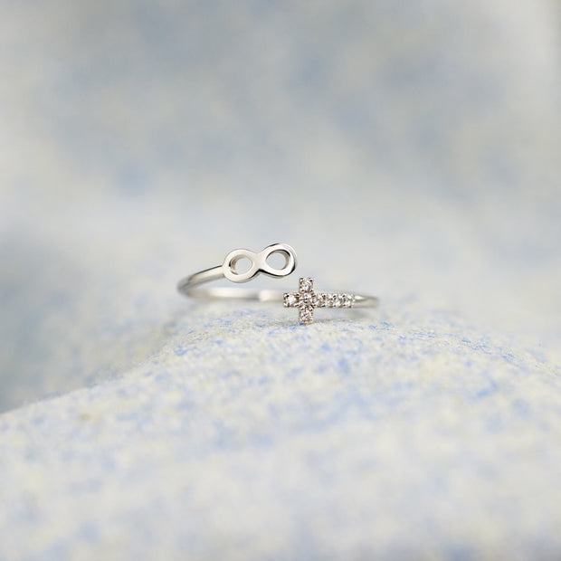 Cross & Infinity Ring