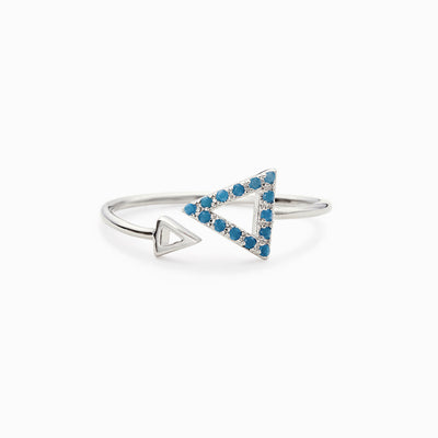 Aquamarine Blue Triangle Ring - We Are Like a Really Small Tribe
