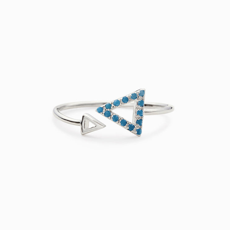 Aquamarine Blue Triangle Ring - We Are Like a Really Small Tribe