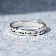 She Will Not Fall Mantra Ring