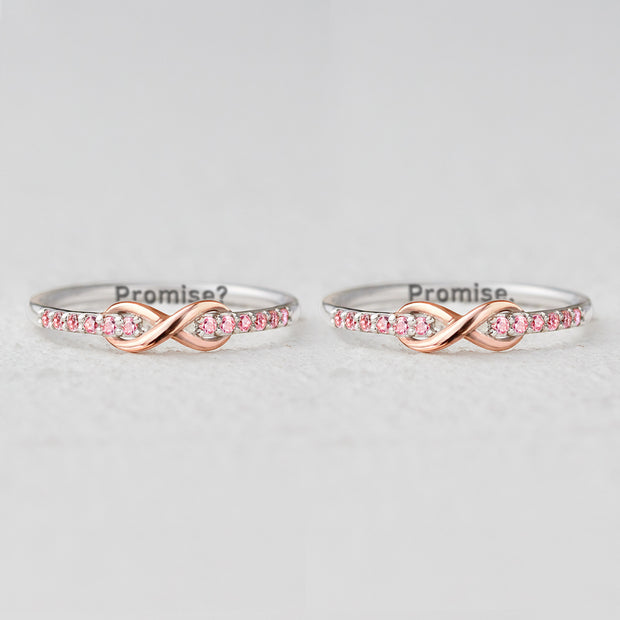 Best Bi♥ches Forever Pinky Promise Matching Infinity Band Ring Set