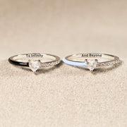 To Infinity and beyond Matching Half Enamel Heart-Cut Rings